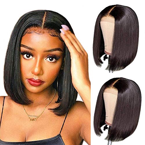 Straight-4x4-Lace-Closure-Short-Bob-Wigs-100-Unprocessed-Human-Hair-Lace-Front-Wigs-Brazilian-Virgin-Hair-Straight-Bob-4x4-Closure-Wigs-Human-Hair-for-Black-Women-12-inch-150-Density