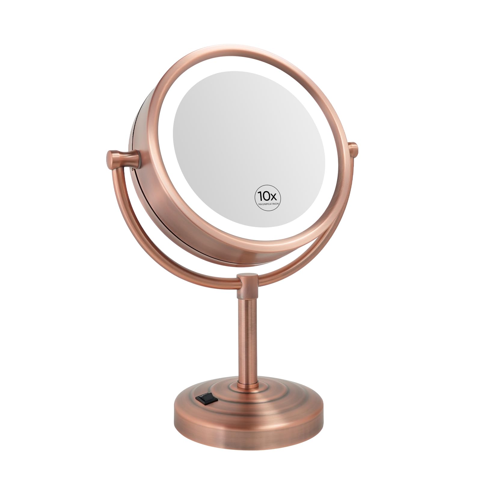 Photo 1 of GURUN 8.5 Inch Tabletop LED Lighted Makeup Mirror with 10x Magnification Double Sided Vanity Mirror Plug Power Matte Rose Gold M2208D-8x10MR(8.5in,10x)