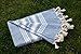 Dandelion - Basic Pattern - 100% Naturally-Dyed Cotton Turkish Towel Peshtemal - 71x39 Inches - Jean Blue