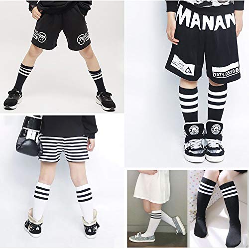 Kids Baby Cotton Knee Thigh High Socks Three Stripes Sport Soccer Uniform Tube Stocking