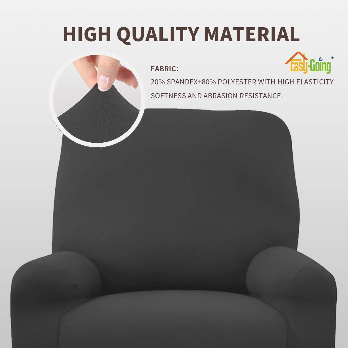 Easy-Going 4 Pieces Microfiber Stretch Recliner Slipcover – Spandex Soft Fitted Sofa Couch Cover, Washable Furniture Protector with Elastic Bottom for Kids,Pet (Recliner,Gray: Kitchen & Dining
