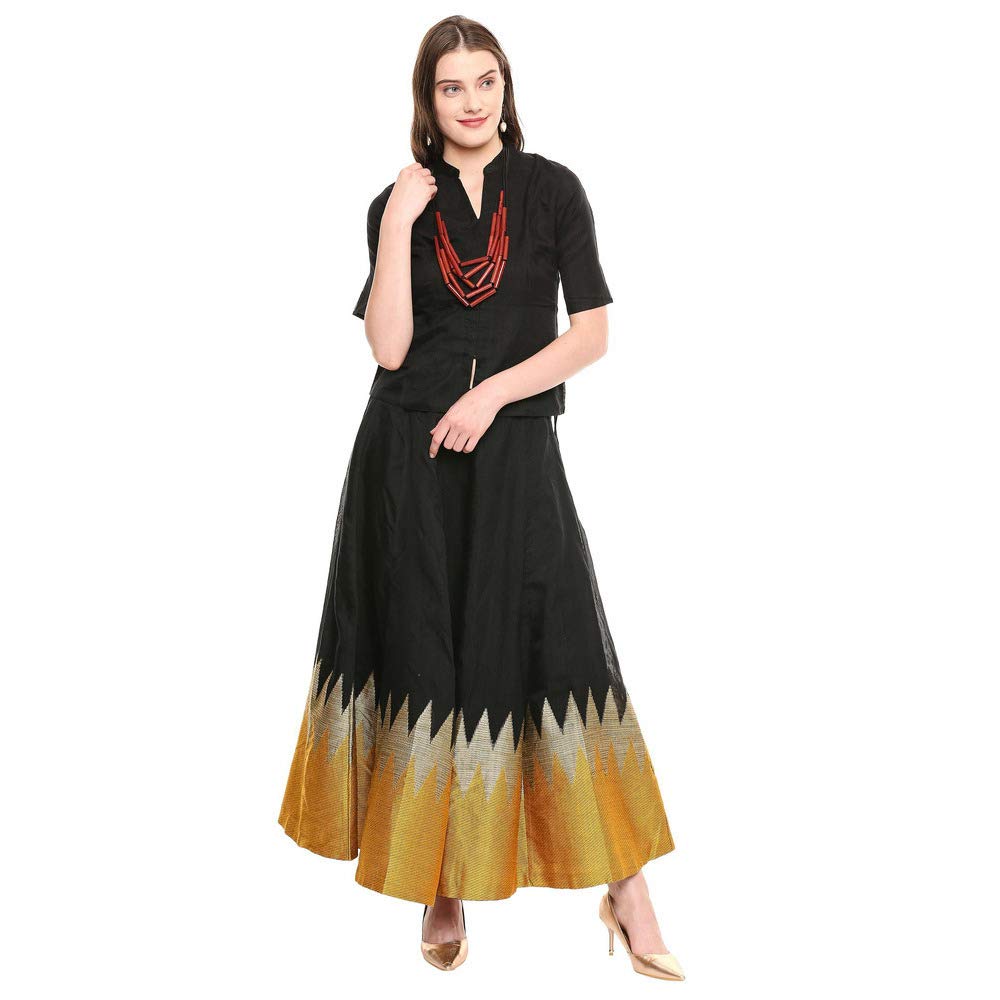 Buy BIBA Womens Mandarin Collar Solid 