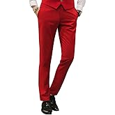 MOGU Mens Slim Fit Front Flat Casual Pants