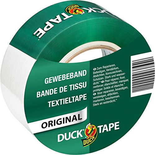 DUCK TAPE original 106-02 – Bande adhésive de tissu – Pour réparer, fixer et renforcer – Dimensions : 50mm x 50m – Couleur blanc