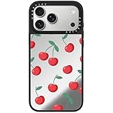 CASETiFY Mirror iPhone 17 Pro Max Case [Reflective/Compatible with Magsafe / 4.9 ft. 1X Military Grade Drop Protection] - Cherries - Silver On Black