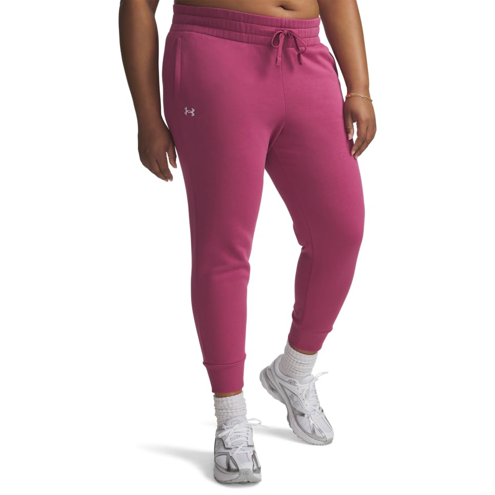 Under Armour Women's Rival Fleece Joggers, (659) Fuchsia Dusk / / White, 4X-Large Tall Image