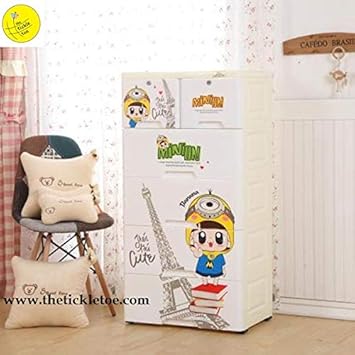Thetickletoe Thickened Plastic Minion Chest Of Drawers Closet
