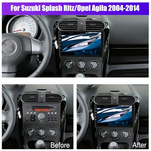 CAMECHO 2+64G 9 Inch Android 13 Car Radio for Suzuki Splash Ritz Opel Agila 2004-2014 with GPS WIFI FM, Wireless Carplay HD Radio with Bluetooth Android Car RDS with Rear Camera