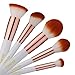 BS-MALL Premium Synthetic Kabuki Makeup Brush Set Cosmetics Foundation Blending Blush Eyeliner Face Powder Brush Makeup Brush Kit (15pcs, White Rose)