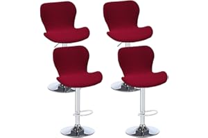 Bifaunvogel Counter Height Bar Chairs Cover Set of 4 Jacquard Swivel Bar Stools Slipcovers Stretchable Swivel Barstools Chair Covers Protector for Home Kitchen Bar Cafe Wine red