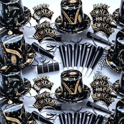 New Year's Ebony and Gold Party Assortment for"25" Pkg/1