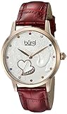 Burgi Women's BUR149RD Rose Gold Quartz Watch With Swarovski Crystal Accented Dial and Red Embossed Leather Strap