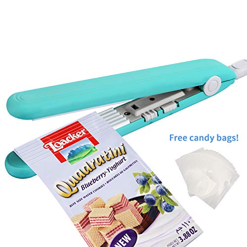 Food Bag Heat Sealer, Mini Sealing Machine with Smart Control Corrugated Suspension Heating Sheet, Double Safe Button on the Side with 47 inch plug cord (green)