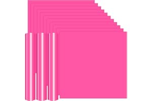 JANDJPACKAGING Pink Permanent Vinyl - 14 Pack 12” x 12” Pink Adhesive Vinyl, Neon Pink Vinyl for Cricut, Silhouette, Expressions, Cameo, Signs