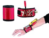 Magnetic Wristband Armband Working Tool by OffiCreative | Red Color & Adjustable Sized Wristband | Comes with 10 Heavy Duty Magnets & Detailed Instructions