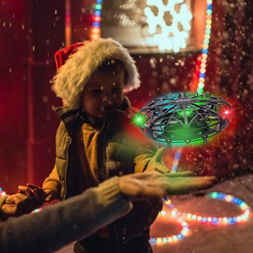 Hand Drones for Kids or Adults, CPSYUB Kids Drone with 3 LED, Latest Mini Drone Helicopter with 5 Sensors, Flying Ball Drone, Toys for 4 5 6 7 8 9 10 11 12 Year Old Boys and Girls (Black, with Remote)