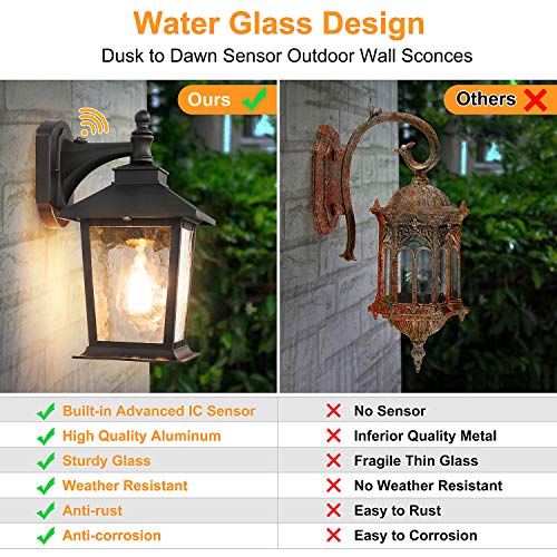 WENFENG Dusk to Dawn Outdoor Light Fixtures Wall Mount, 14' High