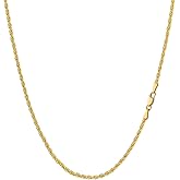 MONVAU 14K Yellow Gold Rope Link Chain Dainty Yellow Gold Necklace for Women and Men with Lobster Clasp