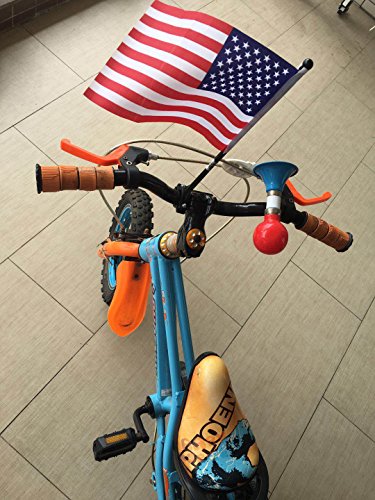 AISHEMI Kids Bike Cycling Handlebar Safety Flag Pole Polyester Full Color Tear-Resistant Waterproof Flag American Flag July 4 Independence Day Bike and Tike Parade Red White Blue Flag