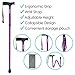 Vive Folding Cane - Foldable Walking Cane for Men, Women - Fold-up, Collapsible, Lightweight, Adjustable, Portable Hand Walking Stick - Balancing Mobility Aid - Sleek, Comfortable T Handles (Purple)