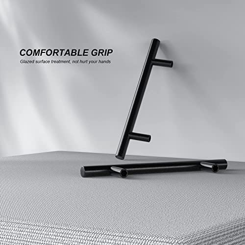 Black Cabinet Handles, Set of 5 Kitchen Cabinet Pulls, Matte Black Cabinet Hardware Bedroom Drawer Pull, T Bar Handles Girls Dresser Pulls, Cupboard Pull Handles- 5.9\