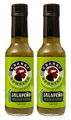 Cranky Rooster Gourmet Hot Sauces | JALAPENO Crushed Pepper Hot Sauce | Set of 2 | KOSHER Certified | Gluten Free | 0g Trans Fat