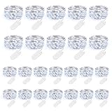 24-Pack Fairy Lights Battery Operated Firefly Starry String Lights Waterproof 7.2FT, Cool White 20 Micro LEDs Copper Wire Portable Bulk Fairy Lights for Wedding Bedroom Party Christmas Festival