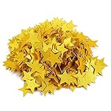 500-Piece Gold Star Cutouts Confetti Paper Set - Biodegradable Star Shaped Confetti, Gold Glitter Confetti for Weddings, Crafts, Eco-Friendly Bachelorette Party Decoration - 1.2 inches