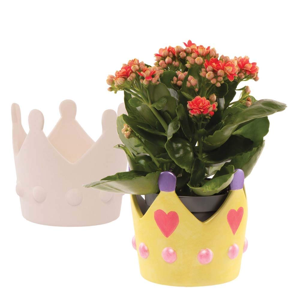 Baker Ross Coronation Crown Ceramic Flowerpots - Pack of 2, Craft Kits for Kids (FE296)