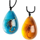 Acxico 2 pcs Insect Stone Natural Scorpions Inclusion Genuine Amber Baltic Pendant Necklace