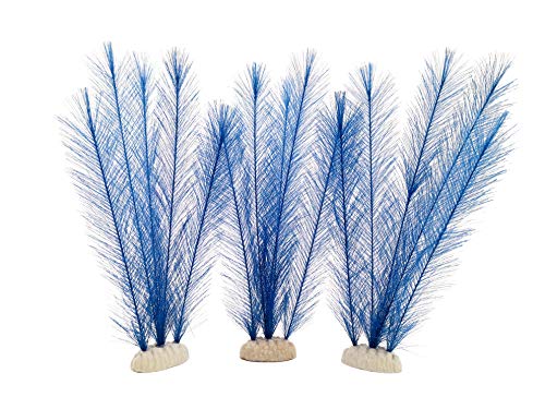 BEGONDIS Aquarium Decorations Fish Tank Artificial Water Plants Made of Silk Fabrics Plastic, Safe for All Fish & Pets (11″ Long Blue)
