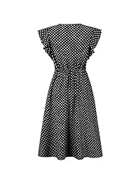 Pevor vestido de verano casual con cuello en V y volantes, manga corta, vestido de playa, maxi vestido