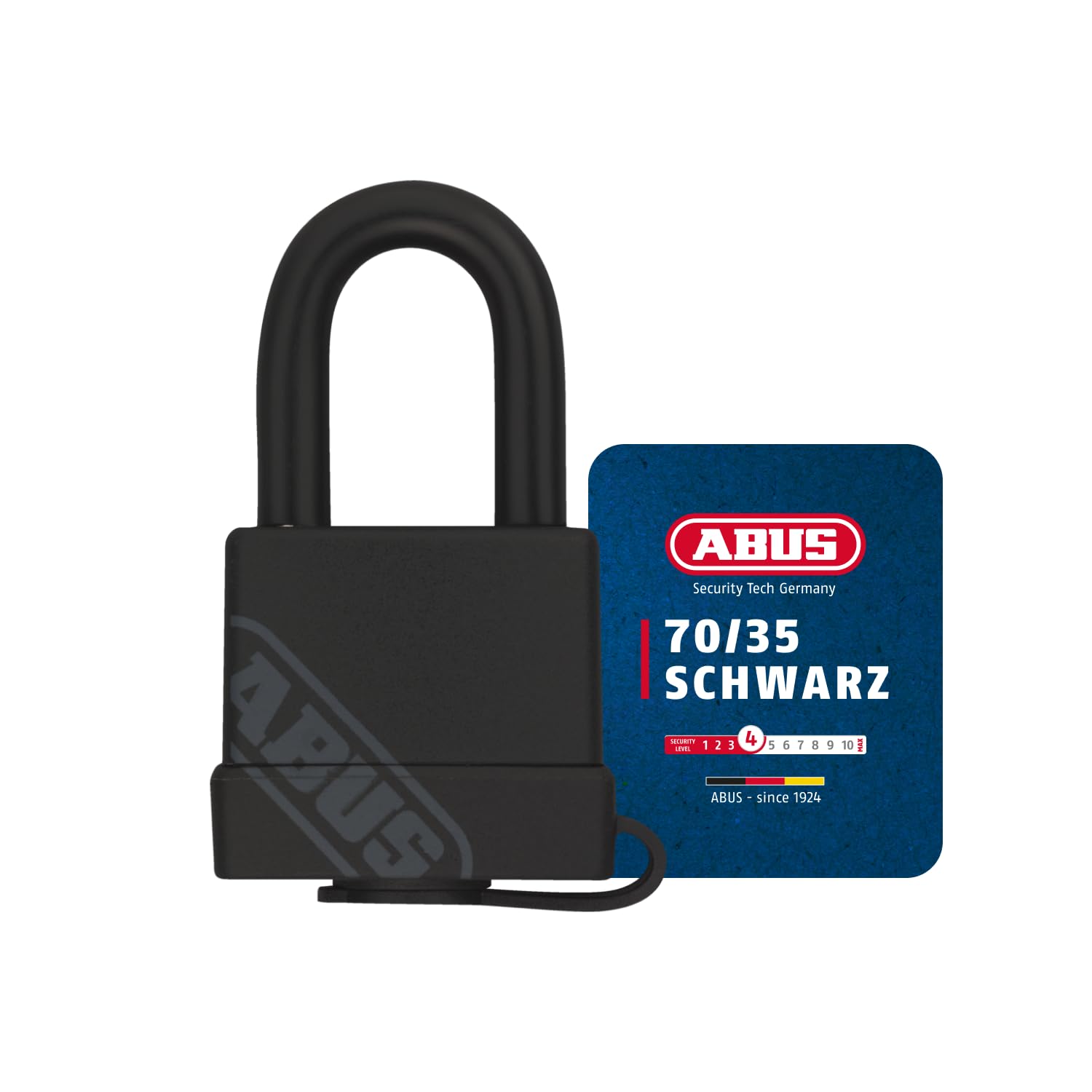 ABUS Brass Padlock 70/35 - Weatherproof - Brass Lock Body - Impact-Resistant Plastic casing - ABUS Security Level 4 - Black