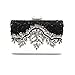 Shiratori Women's Vintage PU Beaded Square Clip Clasp Evening Clutch Crossbody Bag Purse
