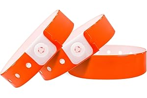 Wristall Plastic Party Orange Wristbands-100 Pack Colored Vinyl Wristbands for Events-Waterproof Lightweight Security Wrist Bands for Bar Club Festival Music Meeting
