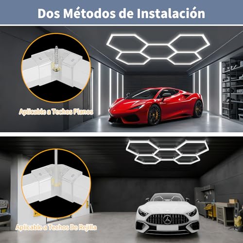 Luces Led Hexagonales, 6500 K Luz Led Hexagonal Luces de Panal, sLuz Lámpara de Techo para Cochera | Gimnasio | Garaje | Almacén | Sótano (5PCS-41CM)