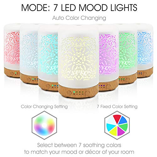 Earnest Living Essential Oil Diffuser White Ceramic Diffuser 100 ml Timers Night Lights and Auto Off Function Home… - Image 2
