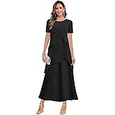 Tiered Chiffon Mother of The Bride Dresses for Women Long A Line Ruffle Wedding Guest Dress