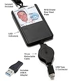 Stanley Global SGT119XM CAC Reader w/integral ID Holder, Retractable USB-C and USB A Adapter (FIPS 201 Approved) (TAA Compliant)