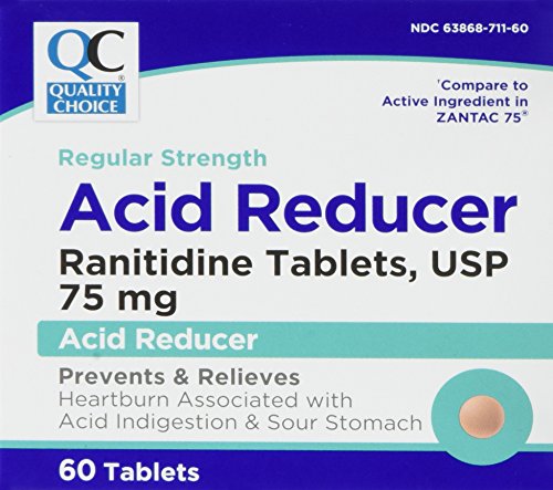 Quality Choice Non-presciption Heartburn 75 Acid Reducer Ranitidine 75mg. Tablet 60 Count ,  Boxes (Pack of 2)