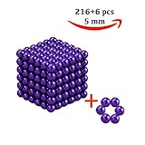 216 magic Balls Sculpture Toy - 216 Pieces 5mm Large Size - Includes Carrying Bag and Plastic Card Separator - (5mm, Purple)