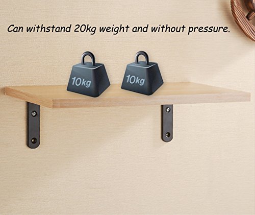 MINCORD 4Pcs Stainless Steel Heavy Duty L-Shaped Right Angle Corner Brace Joint Angle Bracket Shelf Bracket Wall Hanging with Screws Decorative Corner Brackets 125mmX75mm/5X3Inch,Black - Thumbnail 3