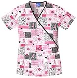 Scrub HQ Women's Cotton Mock Wrap Print Scrub Top