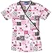 Scrub HQ Women's Cotton Mock Wrap Print Scrub Top