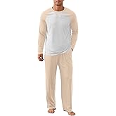 NITAGUT Men's Pajama Set Long Sleeve Sleepwear 2 Piece Loungewear with Pockets Soft Comfy Nightwear