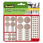 Scotch SP845 SP845-NA Felt Furniture Pads, Assorted Sizes, Beige, 162 Count
