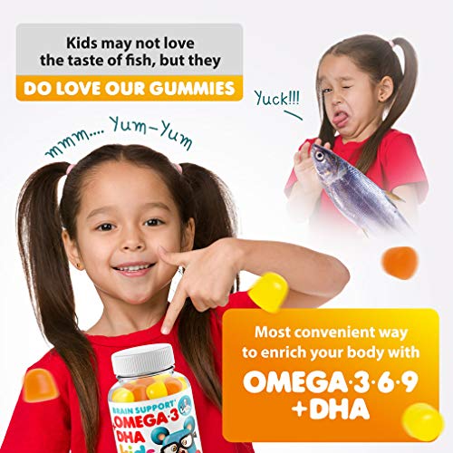 Omega 3 Gummies for Kids & Toddlers with Omega 6 & 9 (90 Count) DHA