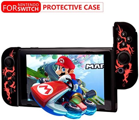 Joy-Con Gel Guards,GARUNK Silicone Skin Cover Case Silicone Case with Gel Guards for Nintendo Switch Joy-con Controller- Red Dragon