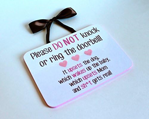 Personalized Custom Handmade Baby Sleeping Sign to Hang on Door / Don't wake baby / Don't upset mom / Don't upset dog / Sh*t gets real