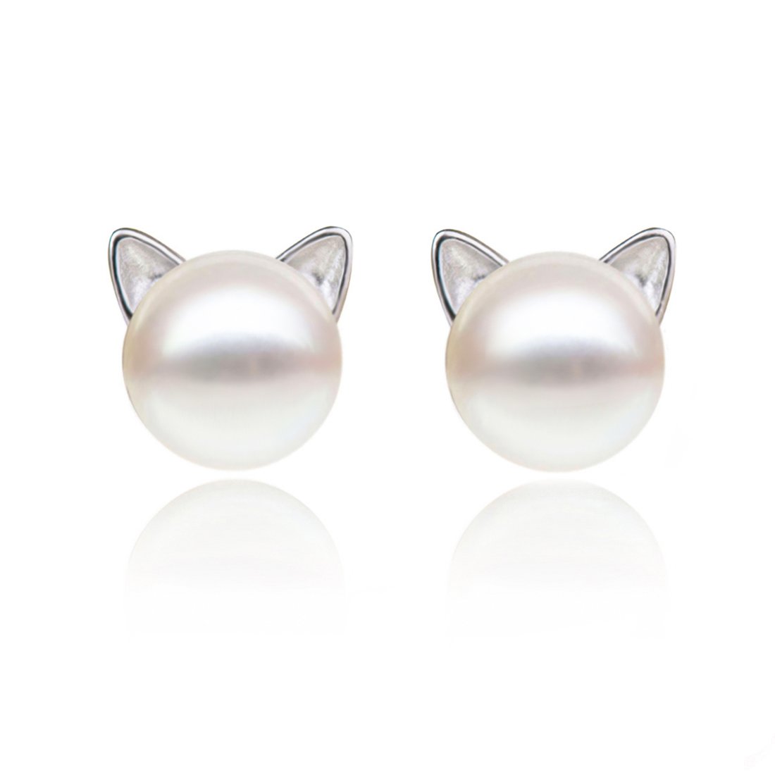 S.Leaf Cat Pearl Earrings for Women 925 Sterling Silver Hypoallergenic Cat Memorial Gifts Lovers Jewelry Earrings for Women Best Friend Birthday Gifts for Women Trendy Sister Mom Wife Womens Her Friend Party